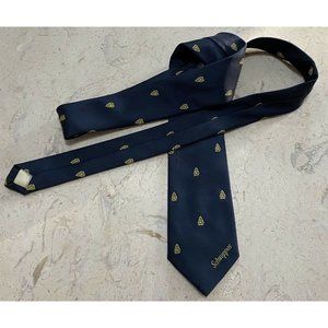 Vintage Mens Necktie Tie Schweppes Beverage Cratti Blue Gold